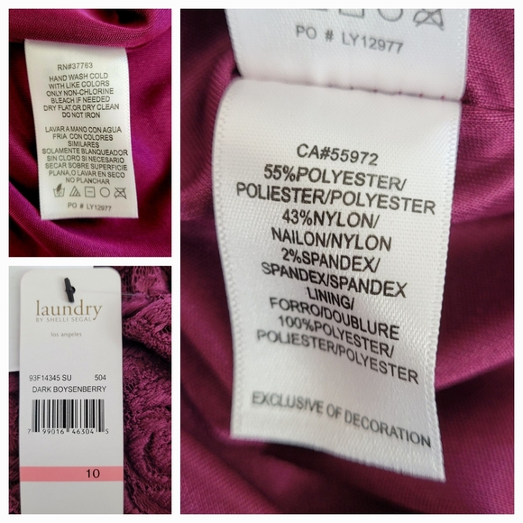 Brand New Laundry By Shelli Segal - Burgundy Lace Dress Sz 10 - Picture 15 of 15